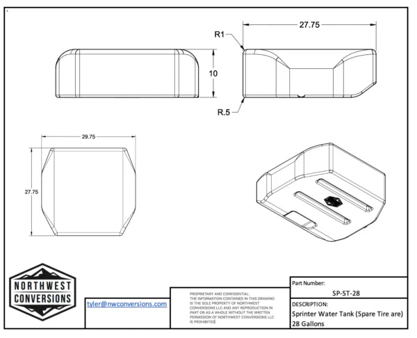 NW Conversions 28 Gallon Spare Tire Water Tank (SP-ST-28)